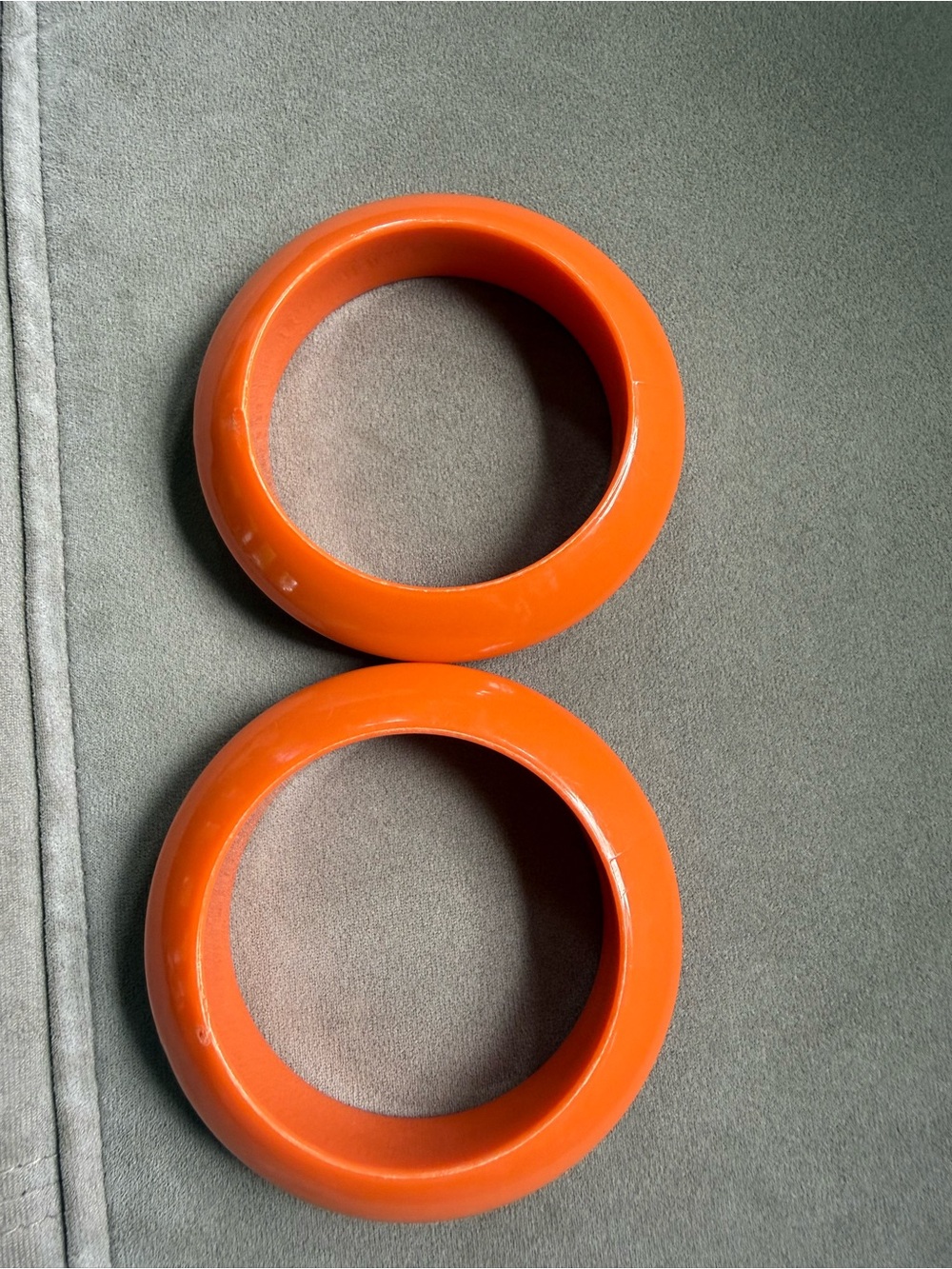 Vintage Bright Orange Resin Bangle Bracelets - Set of 2 - Picture 2 of 3